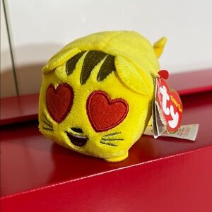 Ty Beanie Ballz Emoji Cat with Heart Eyes Plush NWT